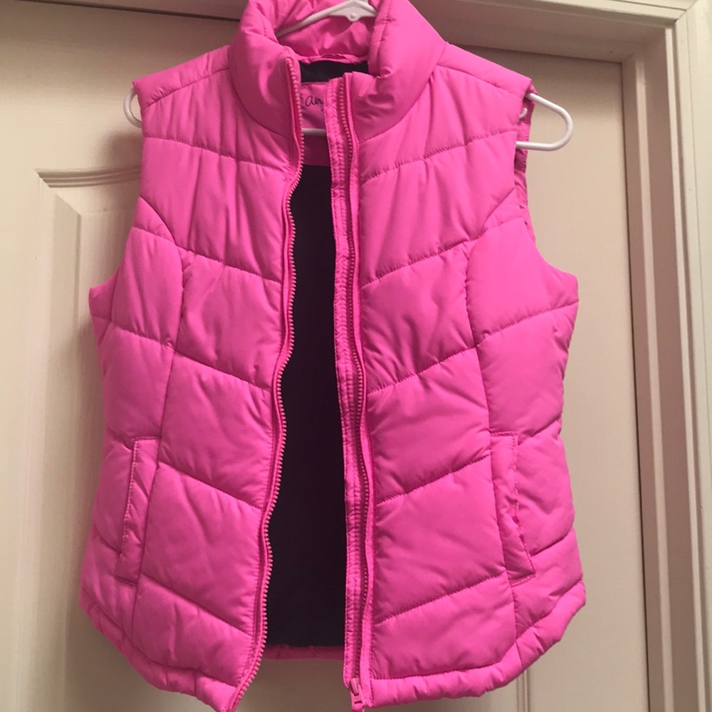 Pink puffy vest